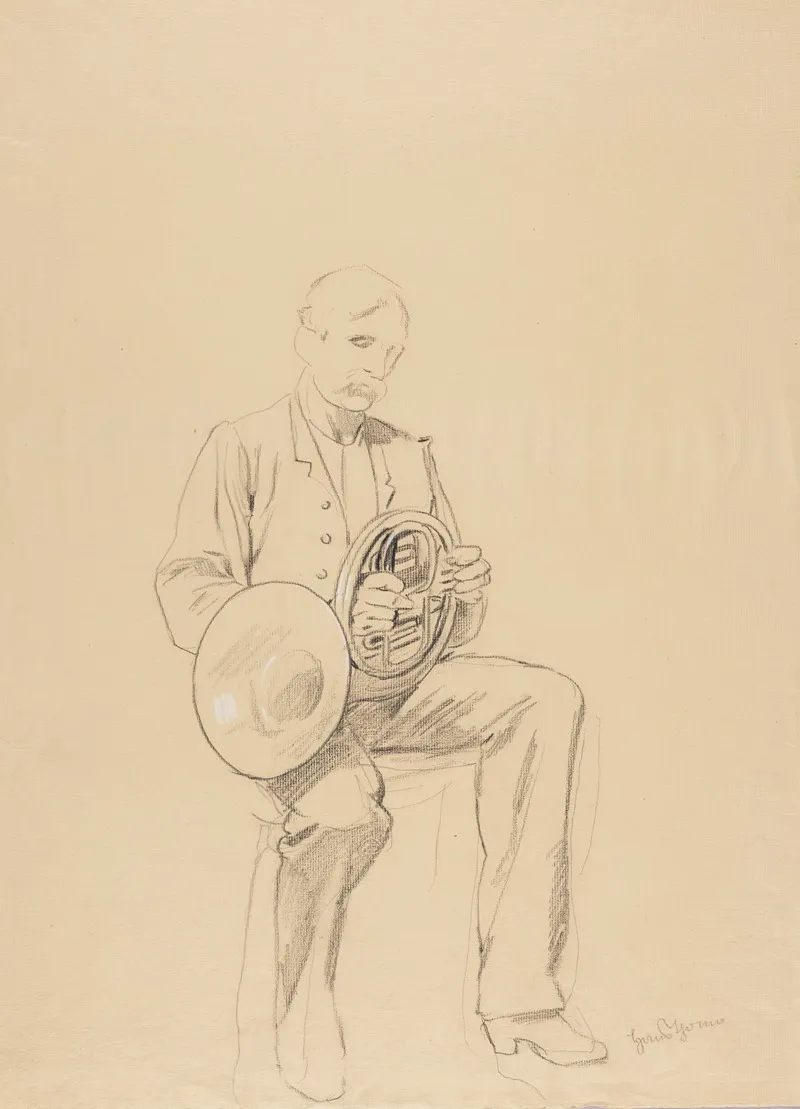 Sitting Man Holding A Trumpet