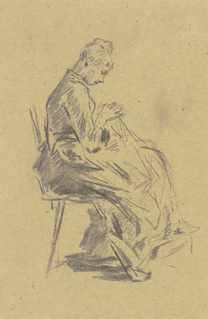 Sitting Woman 7 by Anton Burger - Canvas Print