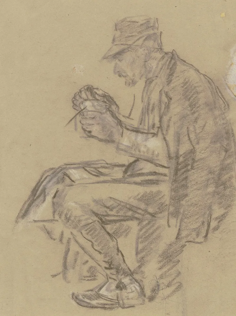 Sitting Woodcutter by Anton Burger - Canvas Print