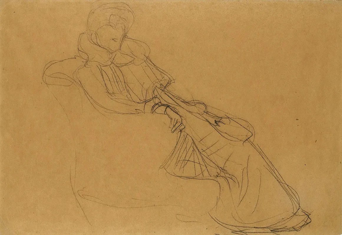 Sitzend Nach Rechts Im Dreiviertelprofil Seated Figure From The Right In Three Quarter Profile