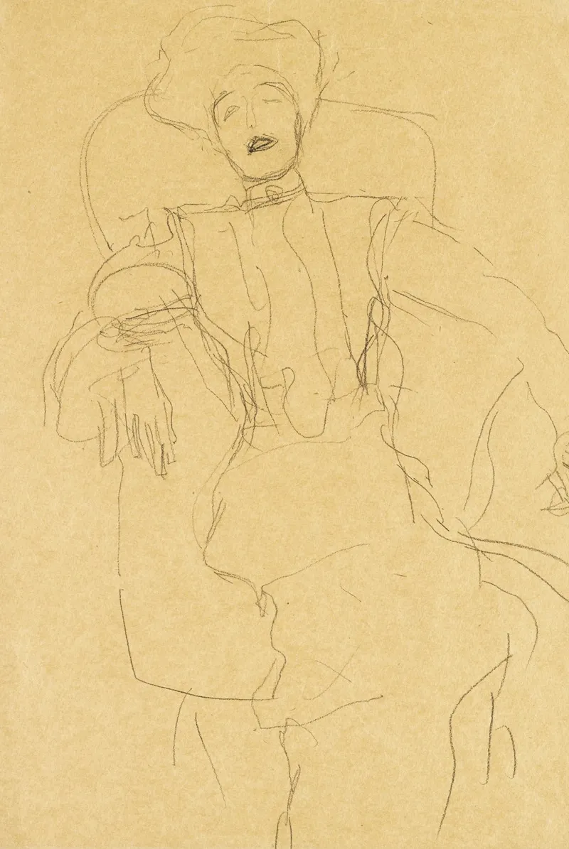 Sitzende Dame Von Vorne Seated Lady Face On by Gustav Klimt - Canvas Print