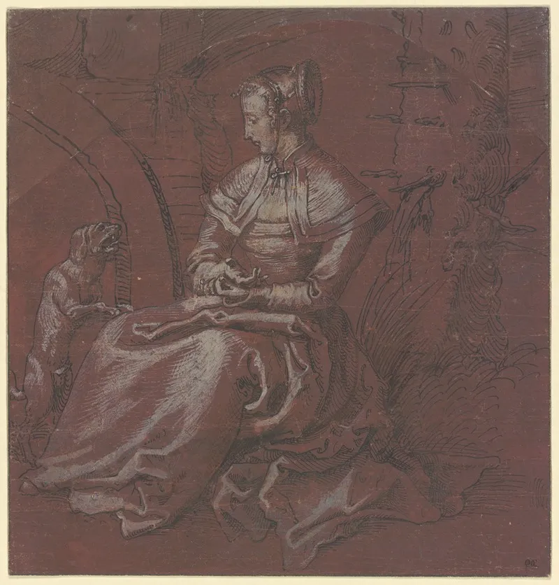 Sitzende Frau Mit Einem Hund by Niklaus Manuel - Canvas Print