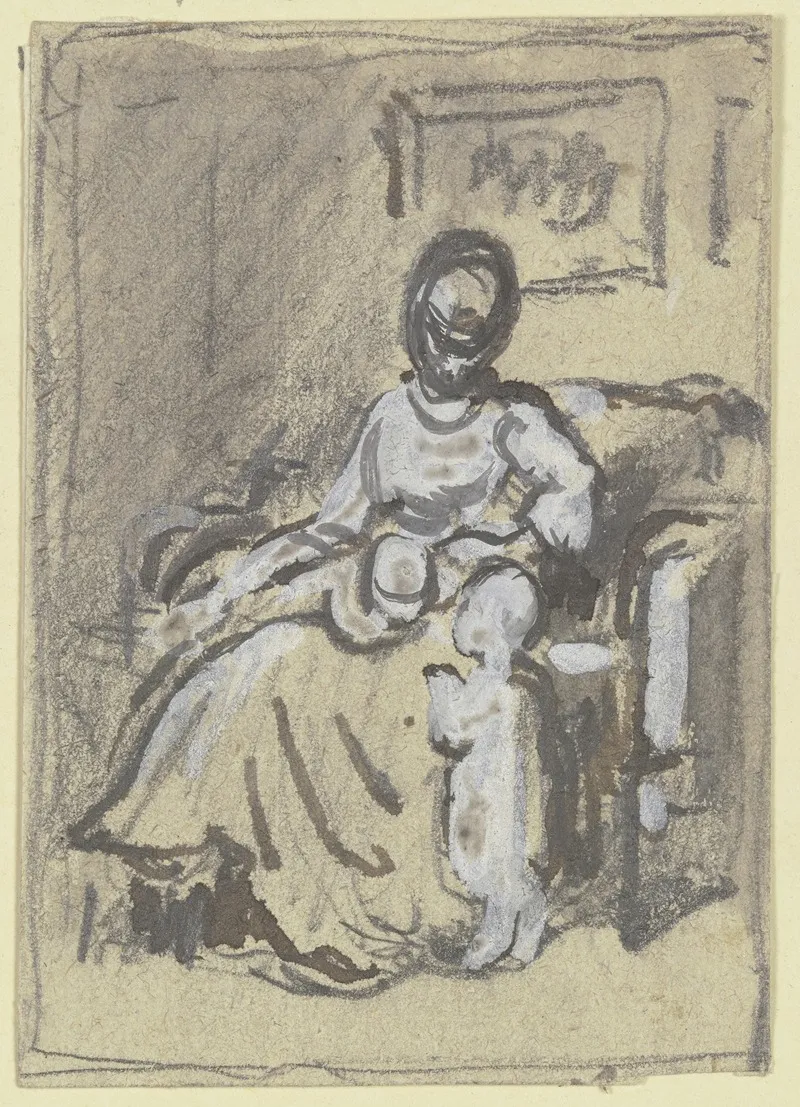 Sitzende Frau Mit Zwei Kindern 2 by Philipp Rumpf - Canvas Print