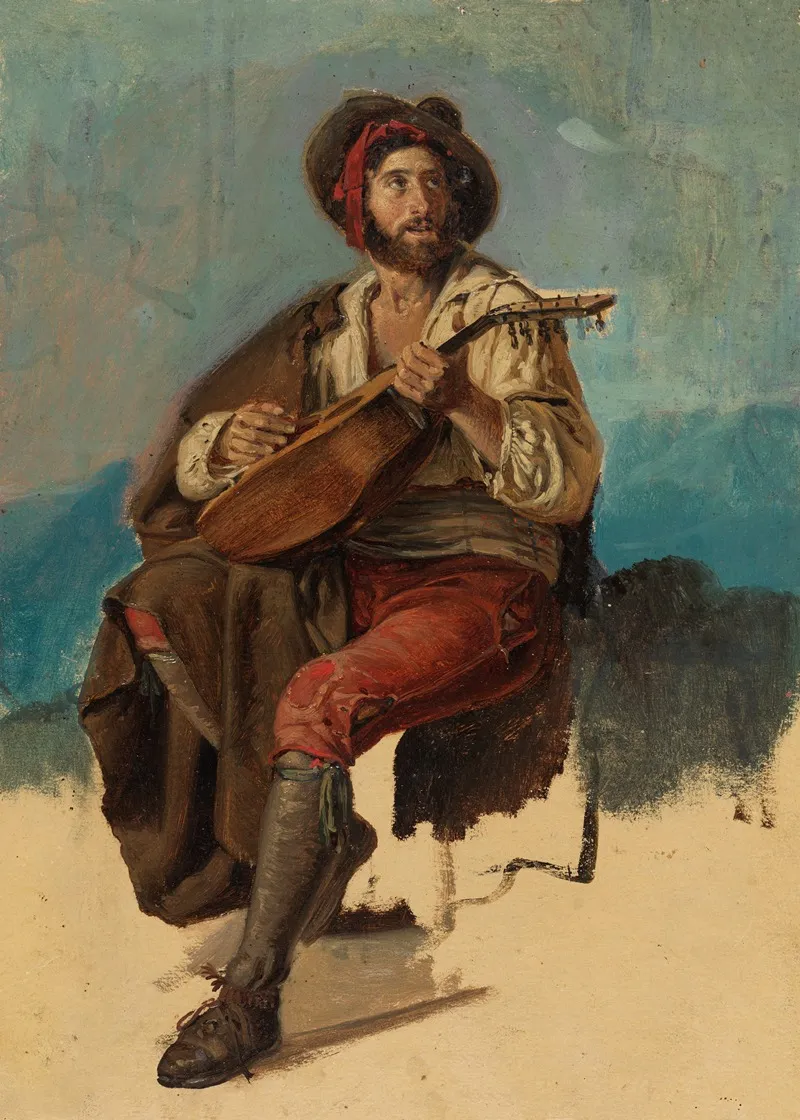 Sitzender Italienischer Musikant Stuhl Unvollendet