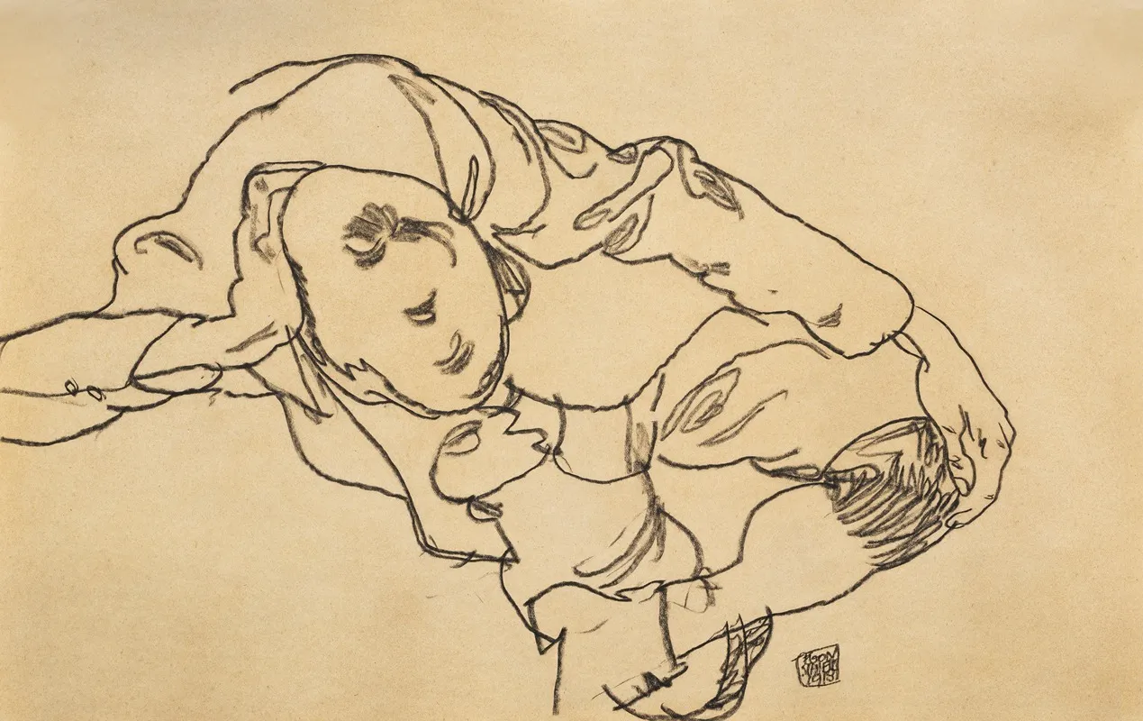 Sitzender Knabe Draufsicht by Egon Schiele - Canvas Print