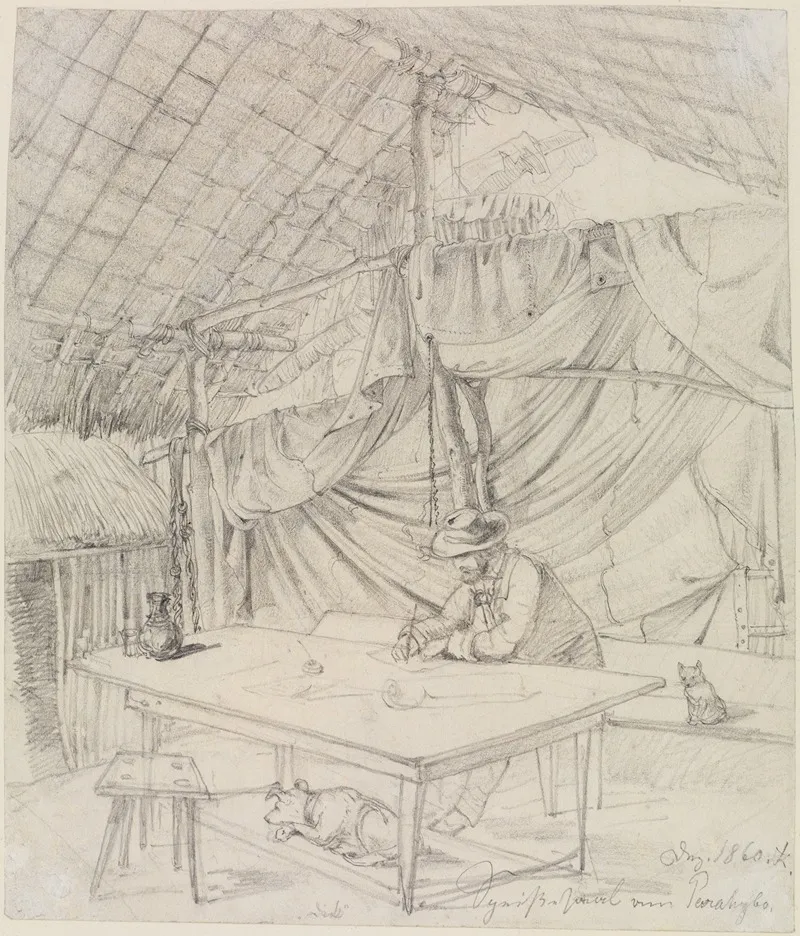 Sitzender Mann An Einem Zeichentisch by Ferdinand Keller - Canvas Print