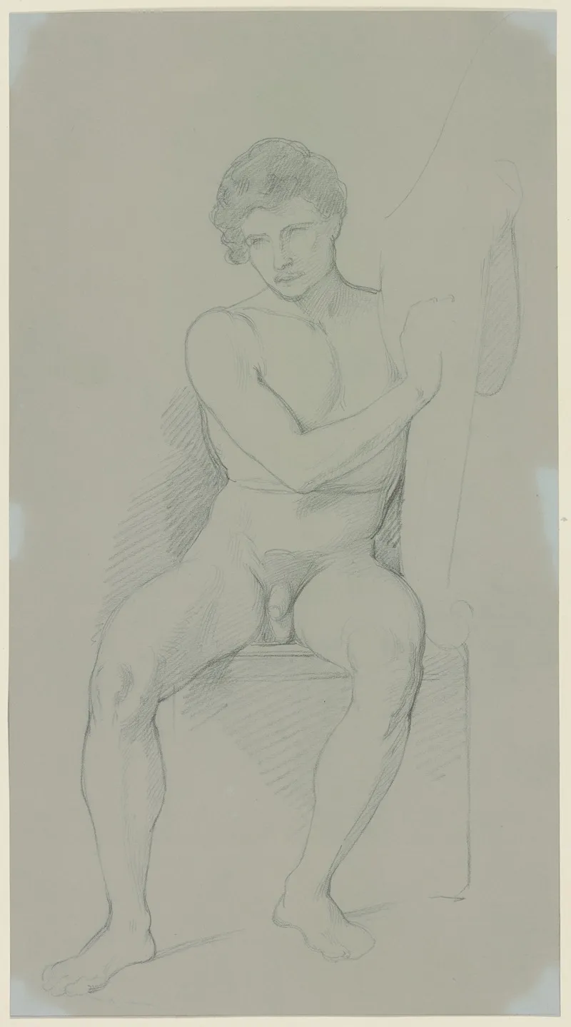 Sitzender Mannlicher Akt En Face by Eduard von Steinle - Canvas Print