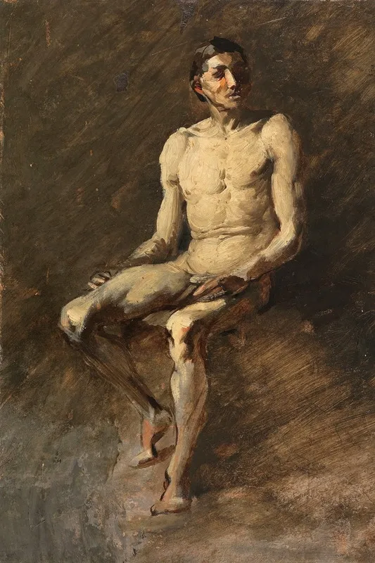 Sitzender Mannlicher Akt