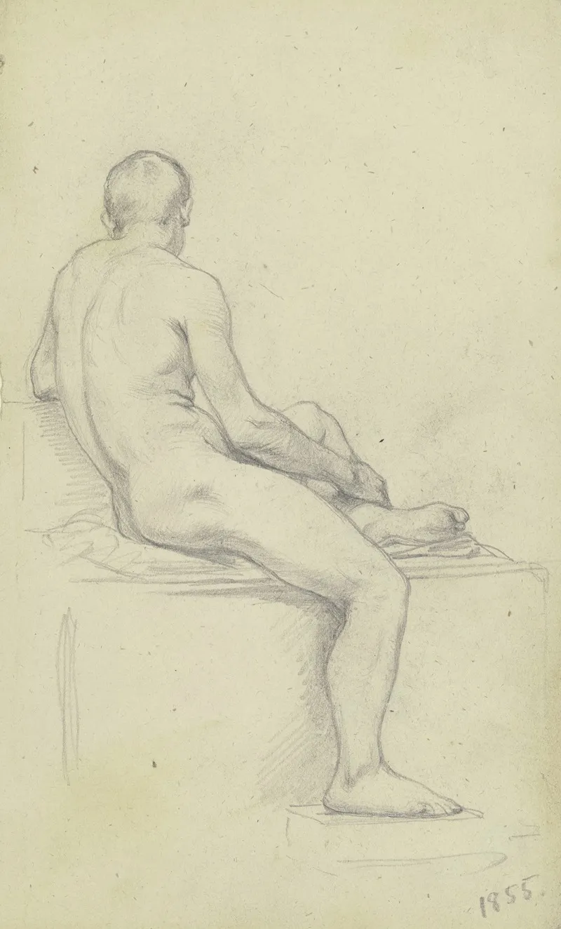 Sitzender Mannlicher Ruckenakt by Otto Scholderer - Canvas Print