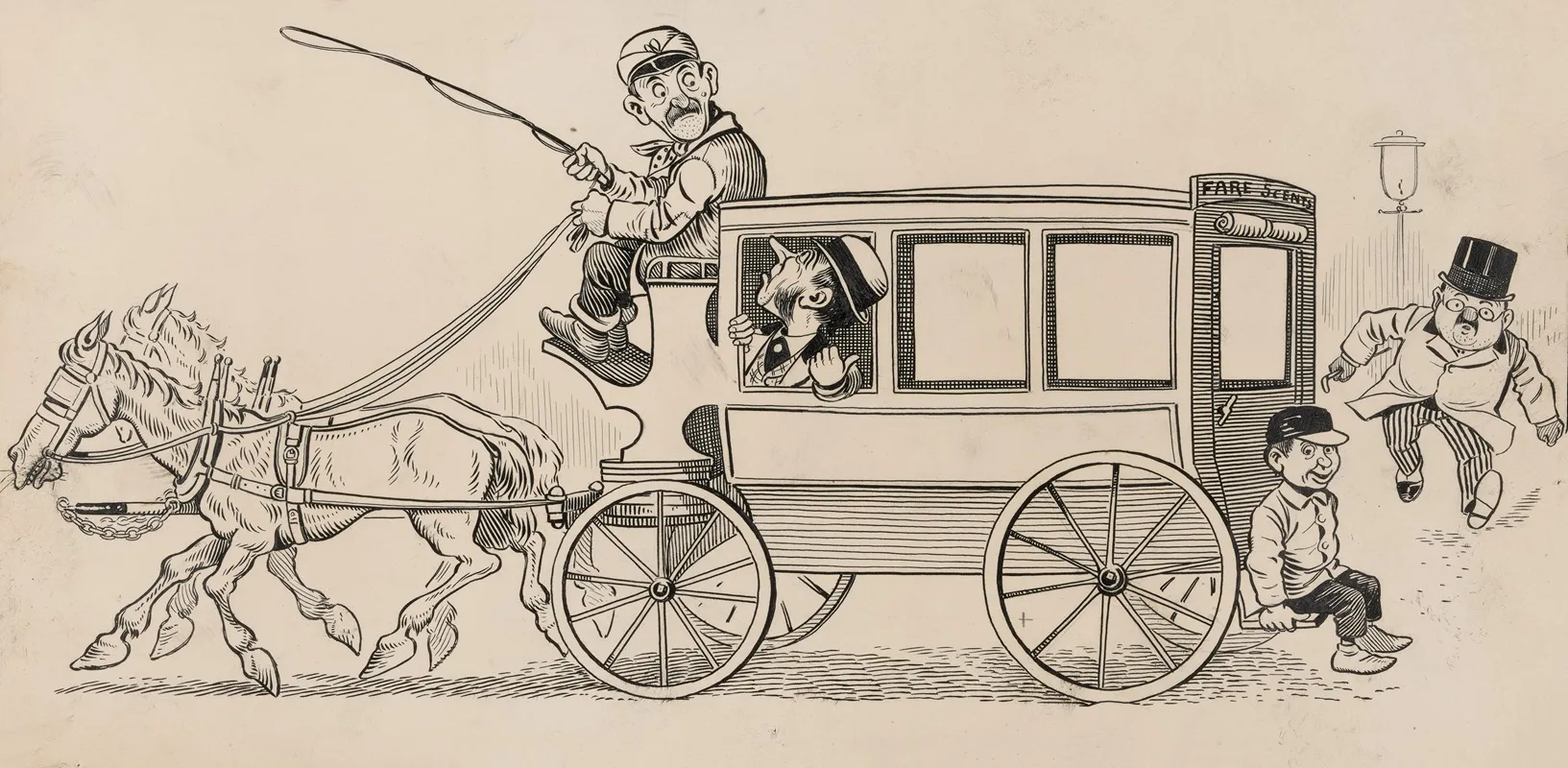 Six Comic Strip Frames Of Coach Driver And Mischievous Boy Pl 1 by Franklin Morris Howarth - Canvas Print
