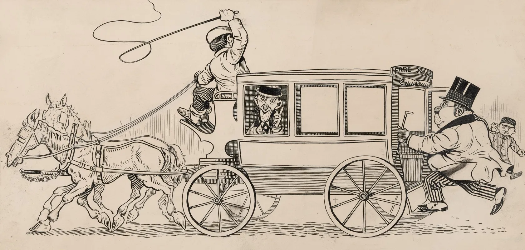 Six Comic Strip Frames Of Coach Driver And Mischievous Boy Pl 3 by Franklin Morris Howarth - Canvas Print