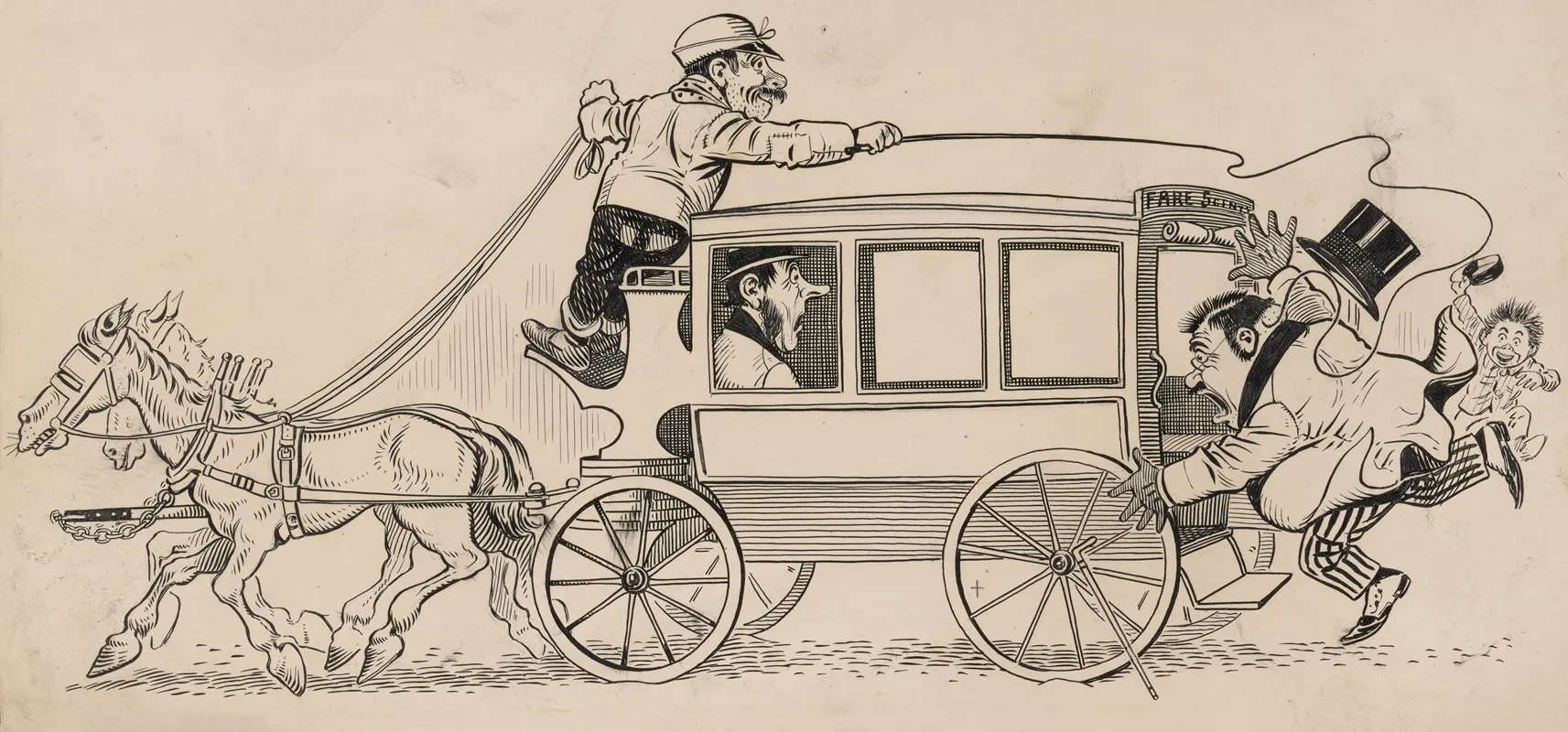 Six Comic Strip Frames Of Coach Driver And Mischievous Boy Pl 4 by Franklin Morris Howarth - Canvas Print