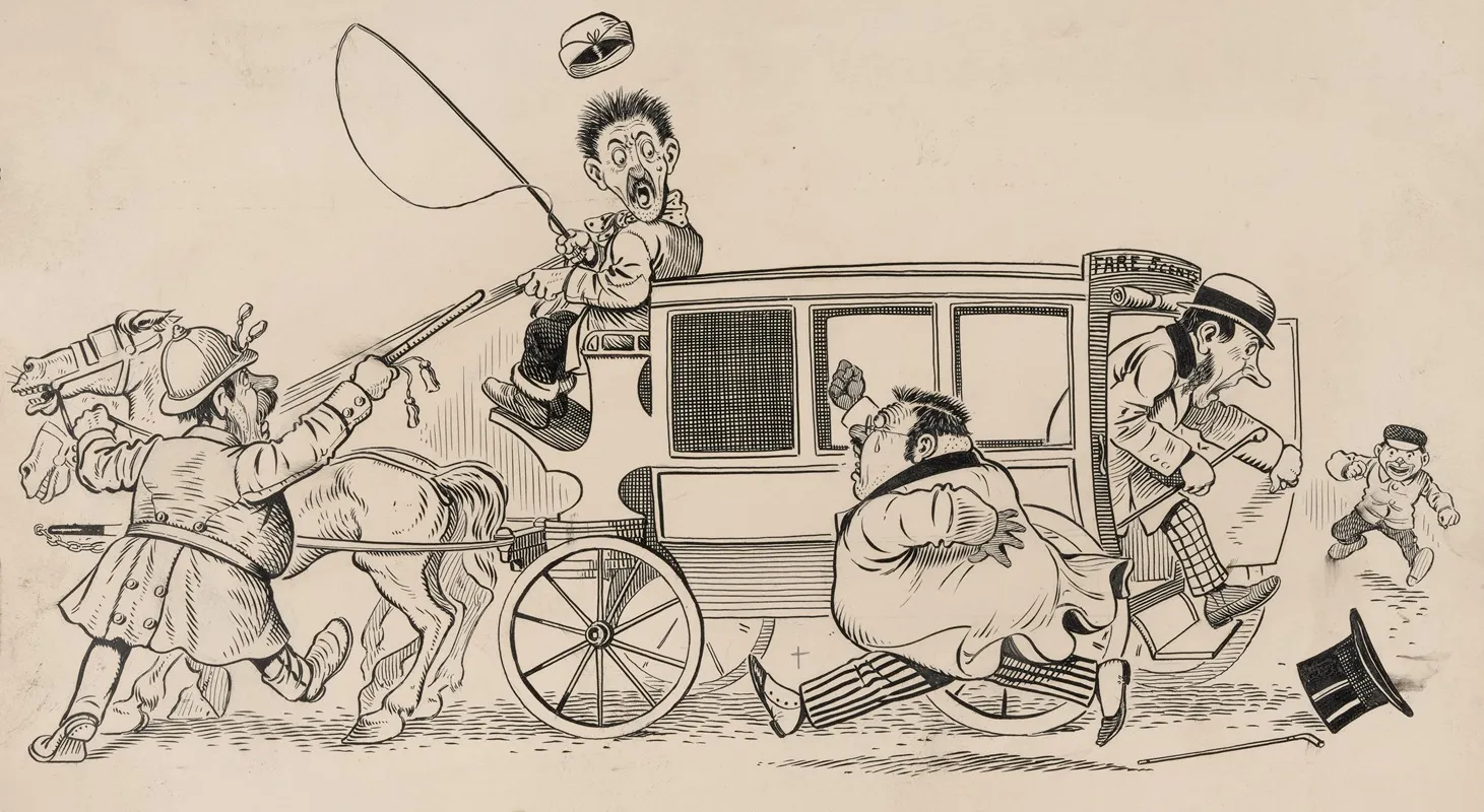 Six Comic Strip Frames Of Coach Driver And Mischievous Boy Pl 5 by Franklin Morris Howarth - Canvas Print
