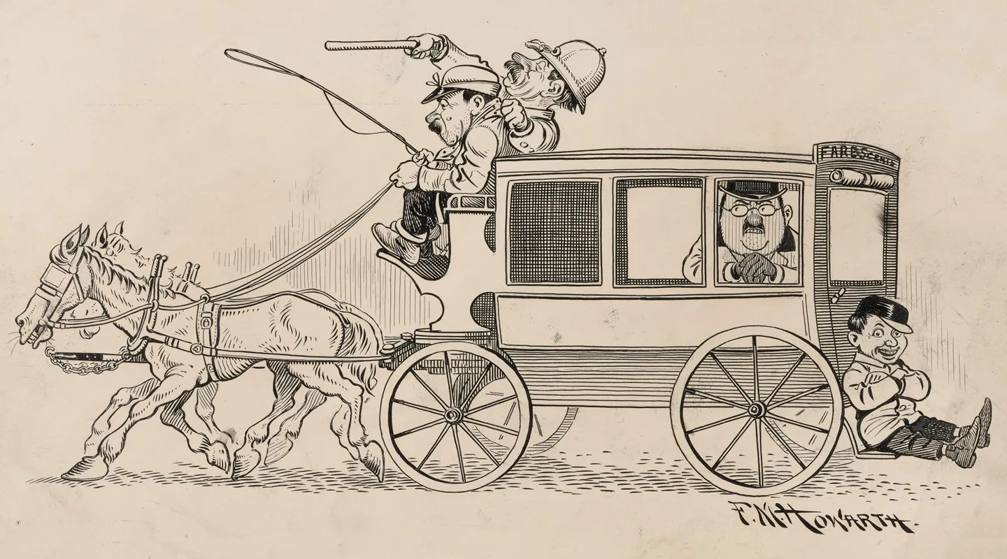 Six Comic Strip Frames Of Coach Driver And Mischievous Boy Pl 6 by Franklin Morris Howarth - Canvas Print