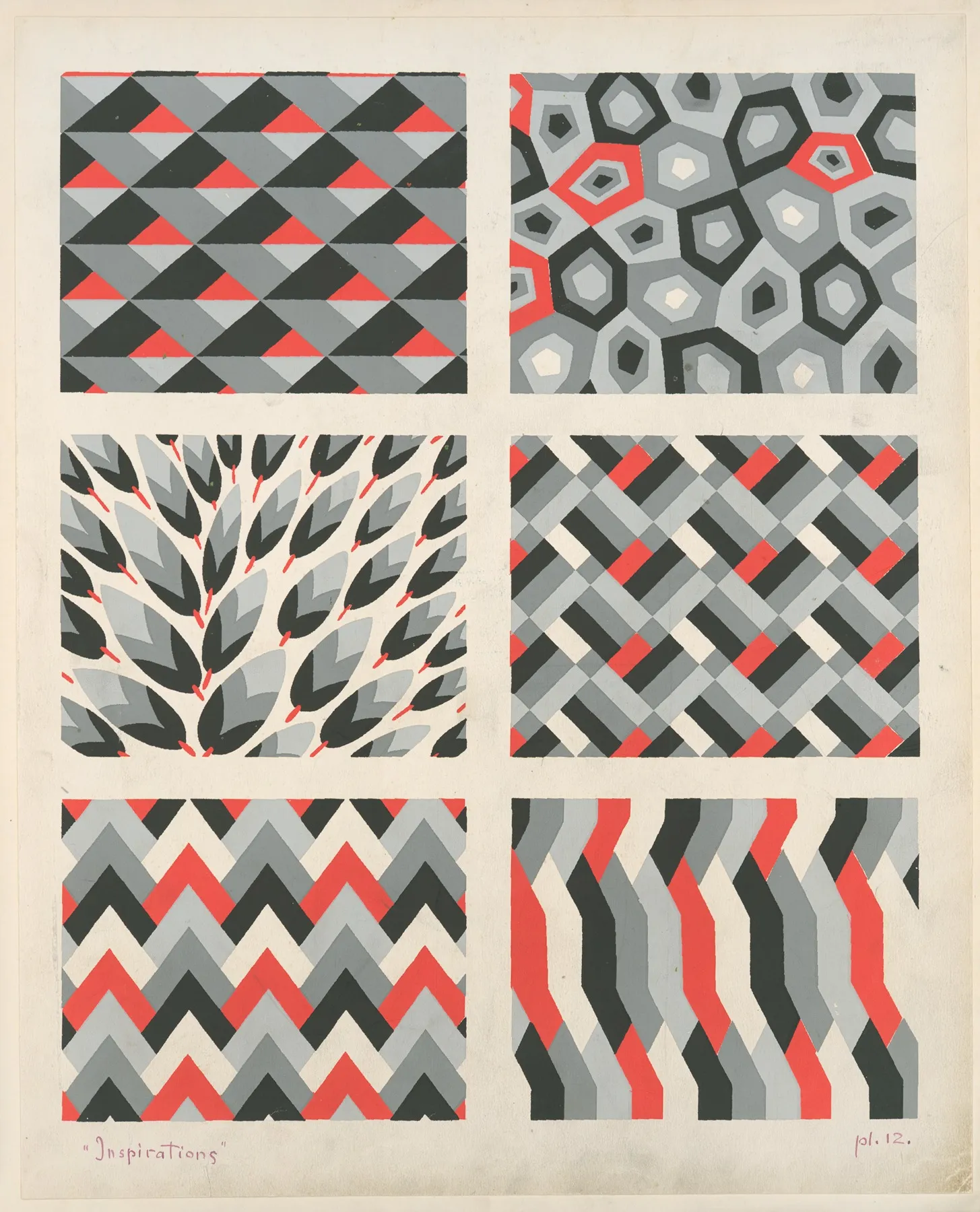 Six Geometric Compositions by André Durenceau - Canvas Print