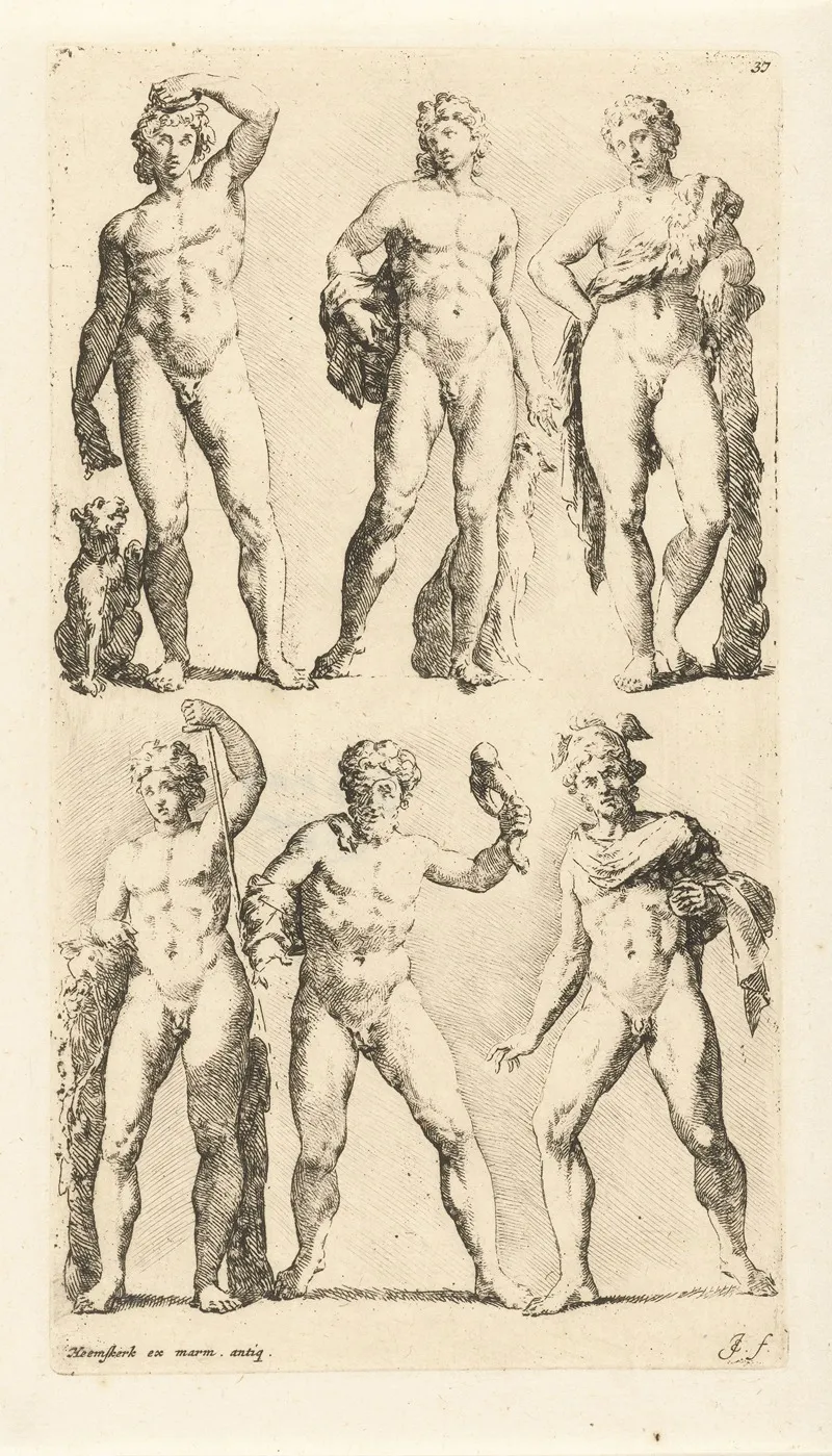 Six Images Of Men With Different Attributes by Jan de Bisschop - Canvas Print