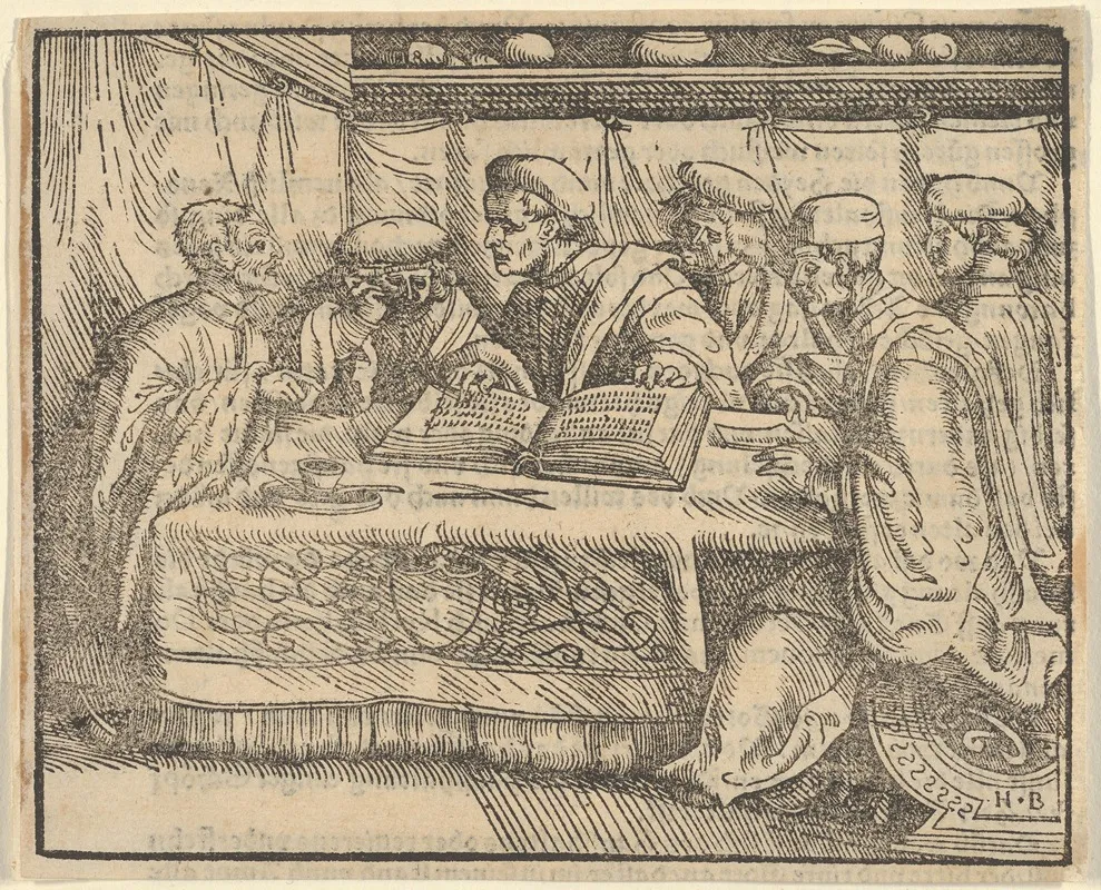 Six Scholars Sitting Around A Table