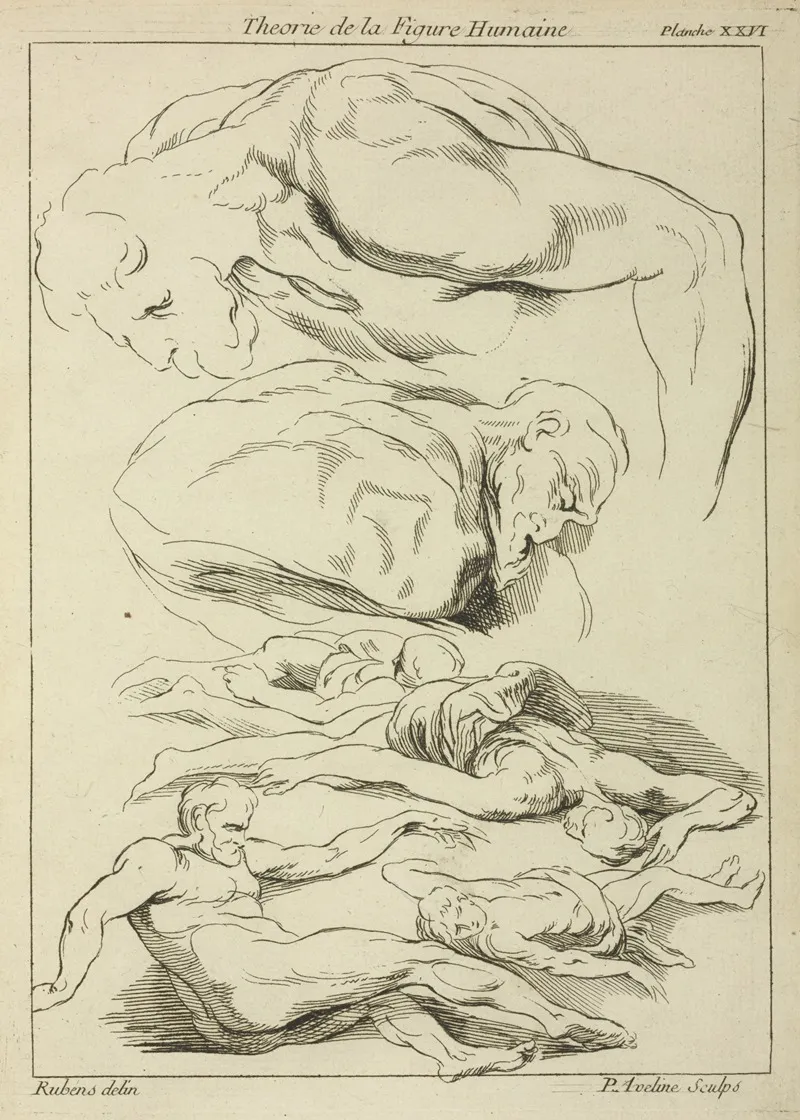 Six Studies Of Male Figures In Various Prone And Supine Positions