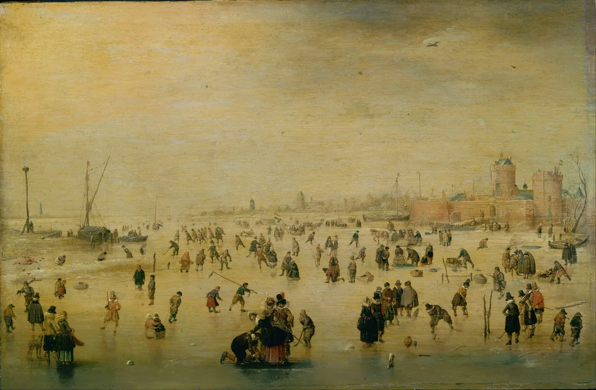 Skating Scene by Hendrick Avercamp - Canvas Print