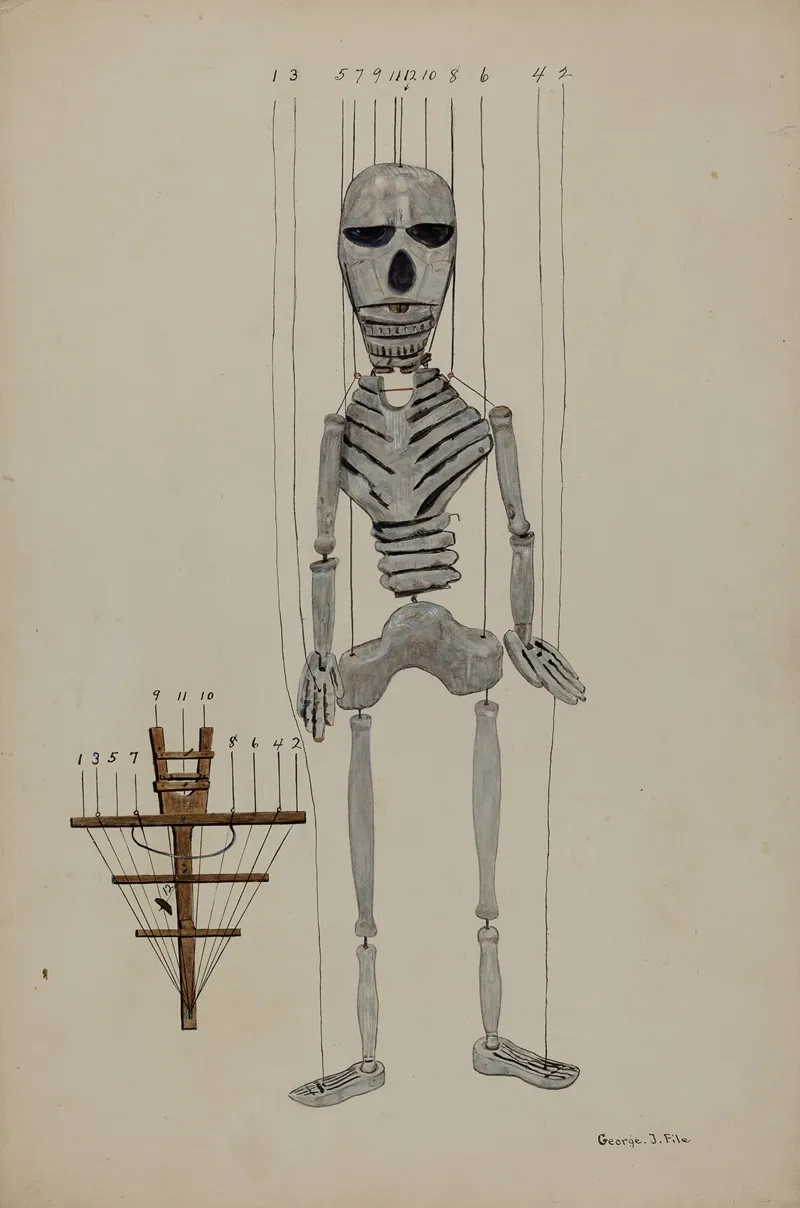 Skeleton Marionette by George File - Canvas Print