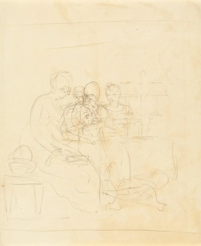 Sketch For A Family Group by Benjamin West - Canvas Print
