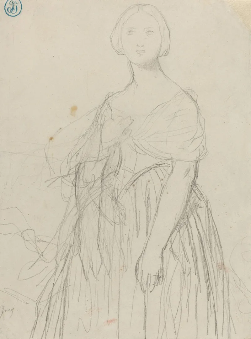 Sketch For Madame Moitessier by Jean Auguste Dominique Ingres - Canvas Print