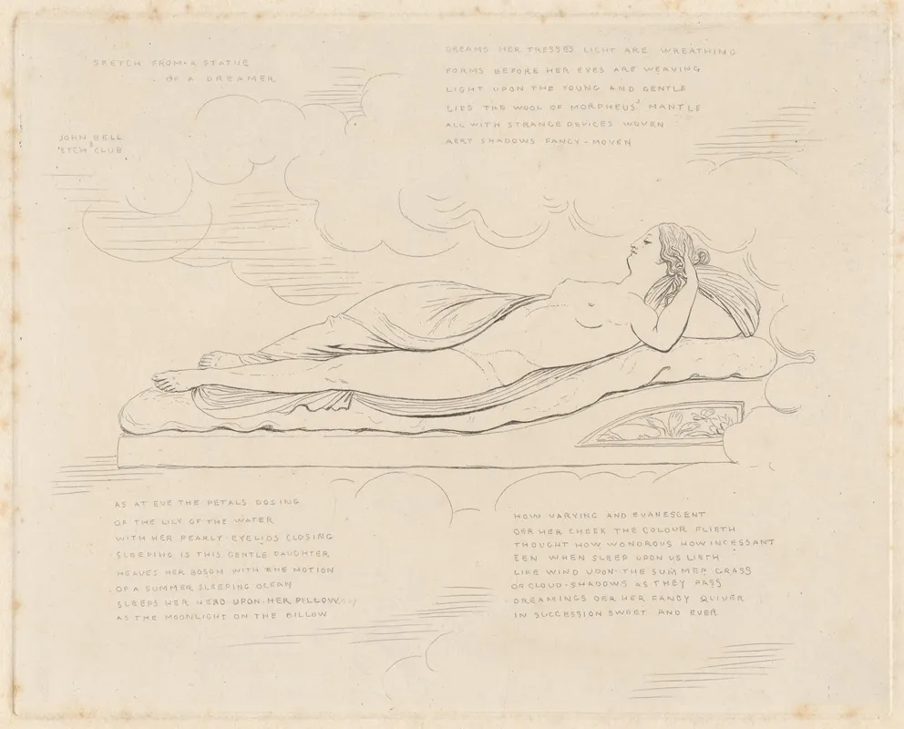 Sketch From A Statue Of A Dreamer by John Bell - Canvas Print