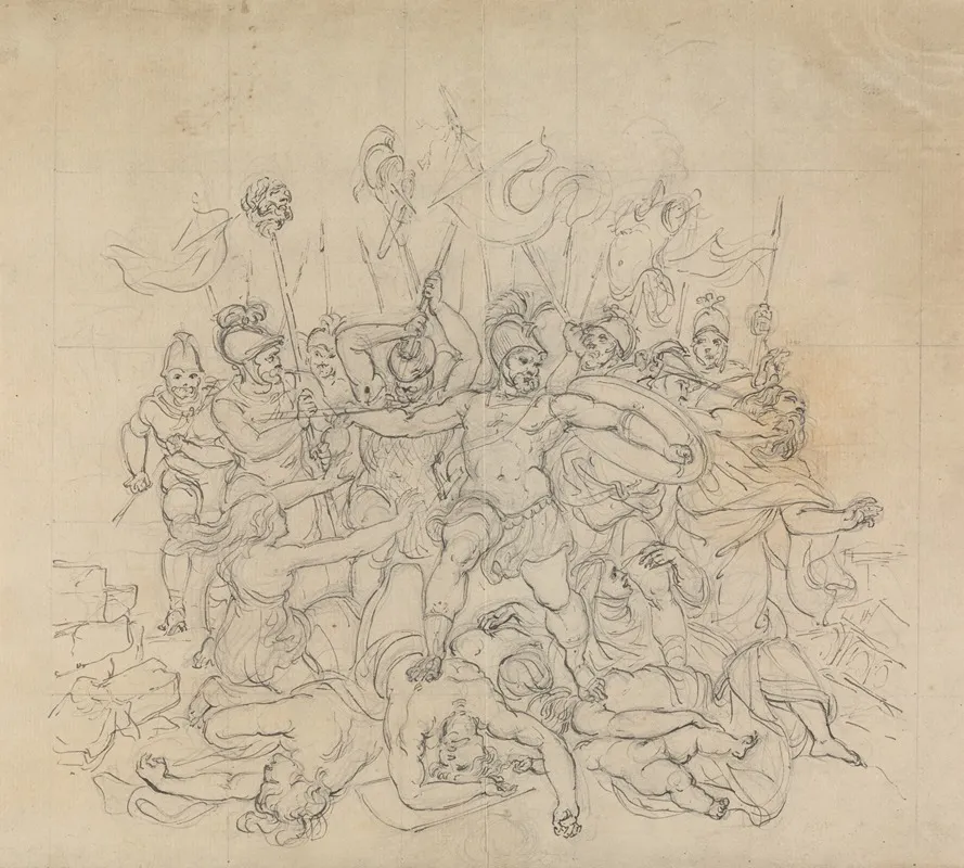 Sketch Of A Battle Sceene From Shakespeares Play Titus Andronicus