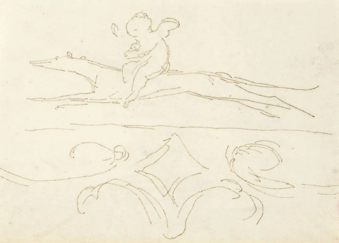 Sketch Of A Child Riding A Dog