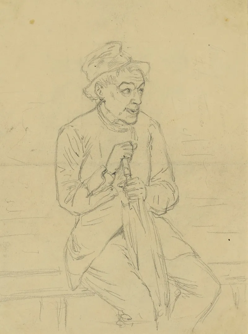 Sketch Of A Civilian Figure by Arthur Lumley - Canvas Print