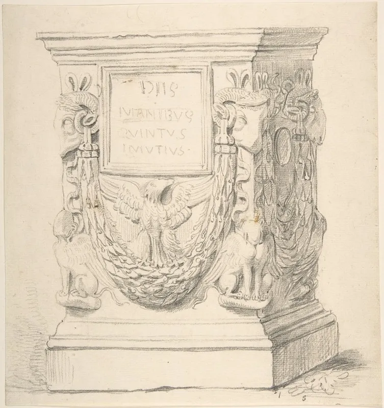 Sketch Of A Classical Pedestal by Thomas Hardwick - Canvas Print