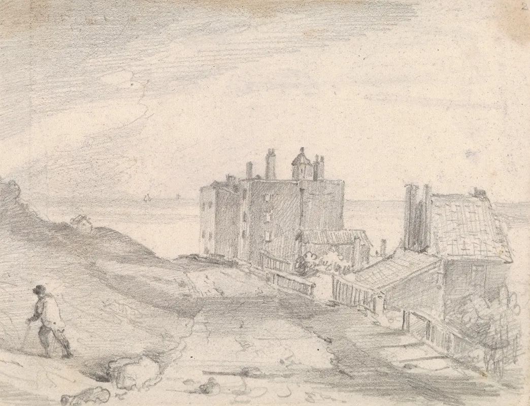 Sketch Of A Cliffside Road And Buildings Hastings