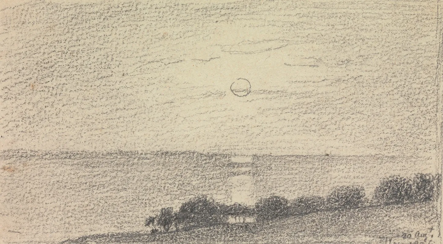 Sketch Of A Low Sun Over The Sea 20 August 1826