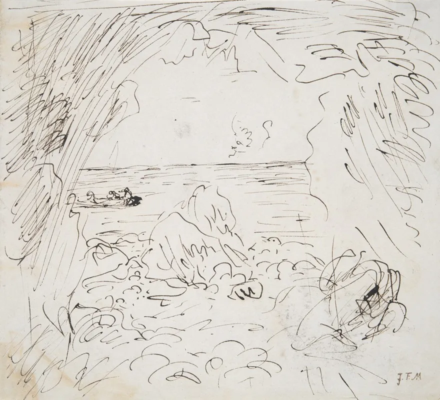 Sketch Of A Sea View With Boat