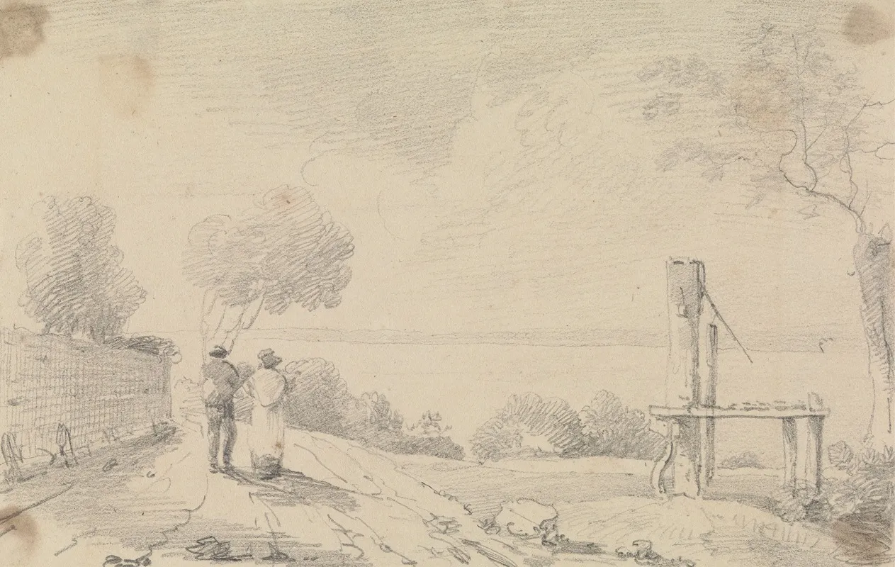 Sketch Of A Shore Road Near A Platform