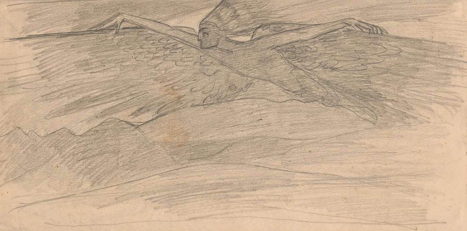 Sketch Of A Winged Figure