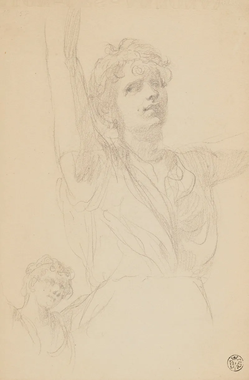 Sketch Of A Woman With Raised Hands