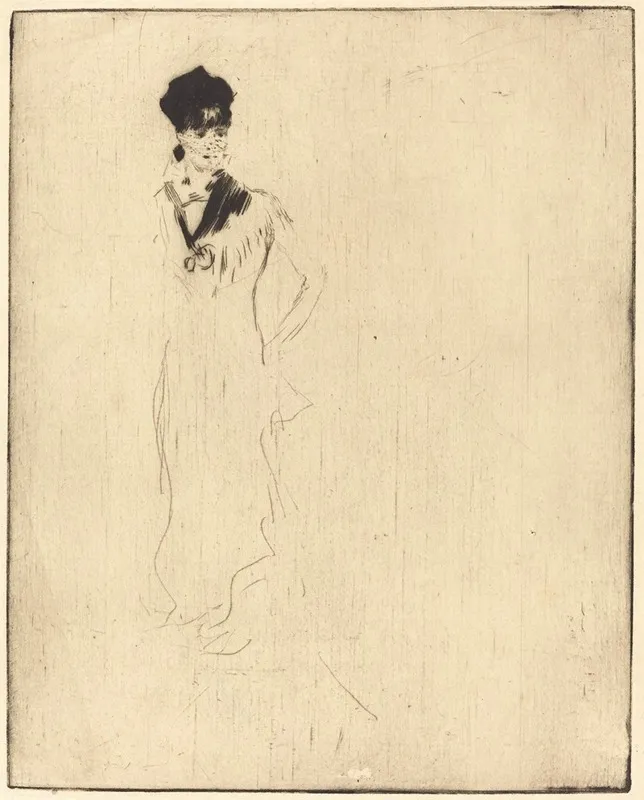 Sketch Of A Young Lady In Violet Esquisse De Jeune Femme A La Violette by Norbert Goeneutte - Canvas Print