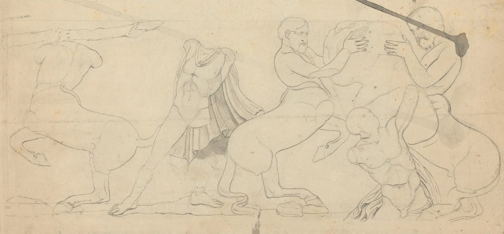 Sketch Of Centaurs And Lapiths From A Frieze by William Pars - Canvas Print