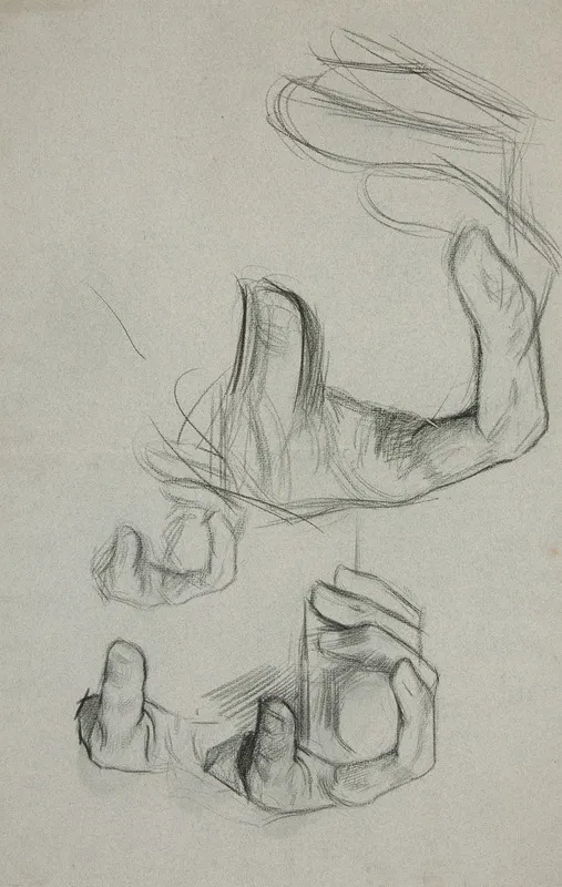Sketch Of Hand Clasping A Cane