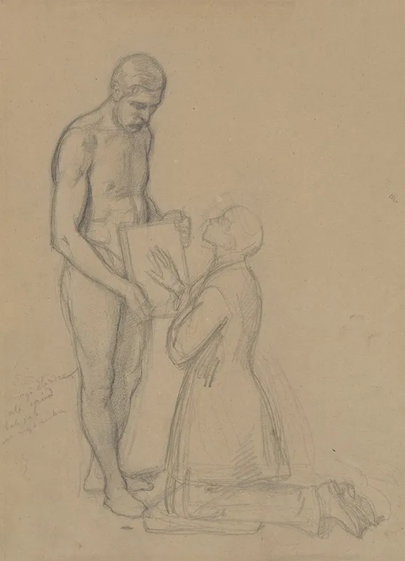 Sketch Of The Figure Of Queen Jadwiga And Jasko Of Teczyn For The Painting Queen Jadwigas Oath