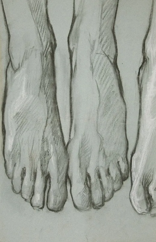Sketch Of Three Feet Recto Sketch Of One Foot Verso