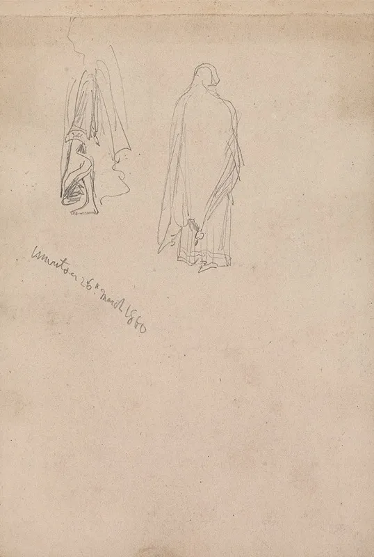Sketch Of Two Female Figures Amritsar 26 March 1860 by William Simpson - Canvas Print
