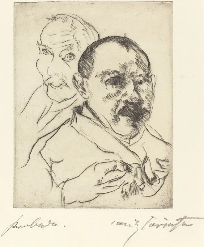 Sketch Of Two Male Heads Self Portraits