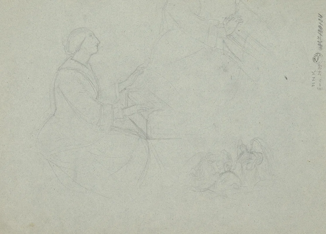 Sketch To The Figure Of St Cecilia