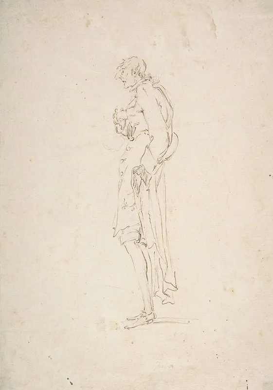 Sketched Caricature Of A Standing Man Facing Left by Pier Leone Ghezzi - Canvas Print