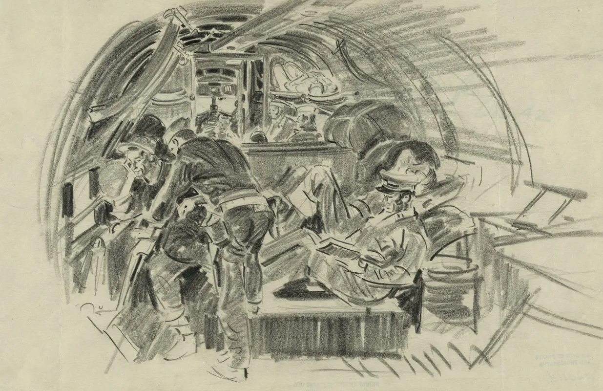 Sketched On A C 47 Transport From New Caledonia To Espiritu Santo Dec 42 by Howard Brodie - Canvas Print