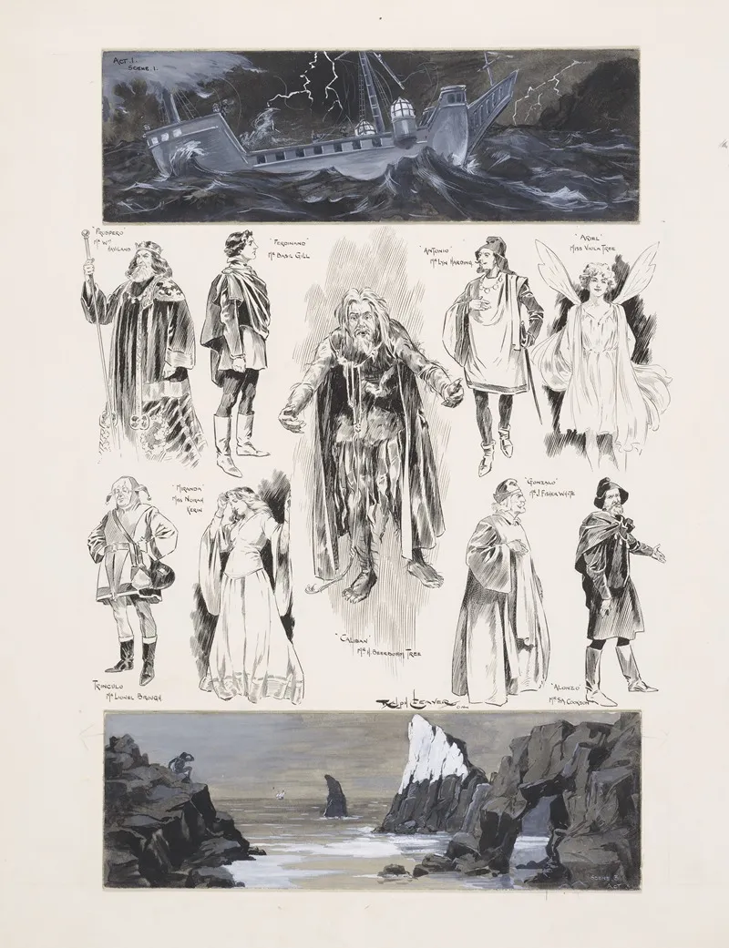 Sketches At The Production Of The Tempest At His Majestys Theatre by Ralph Cleaver - Canvas Print