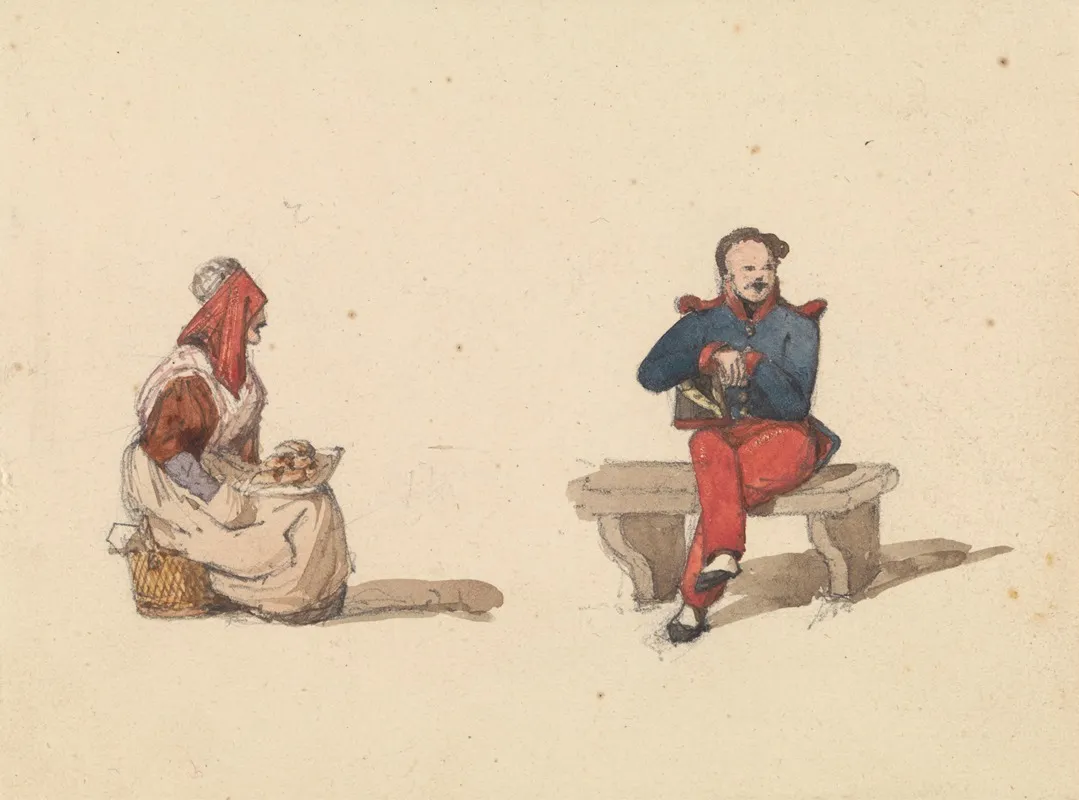 Sketches From Life In Paris Seated Woman And Seated Man