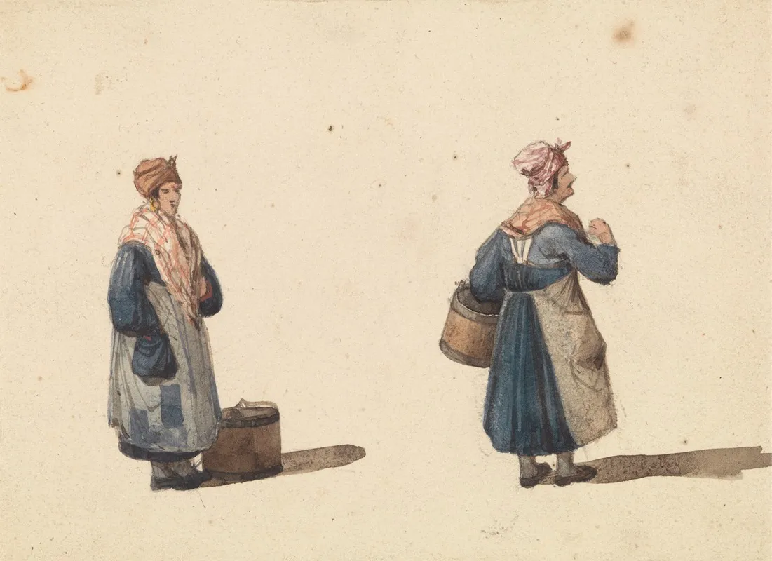 Sketches From Life In Paris Two Women by Ambrose Poynter - Canvas Print
